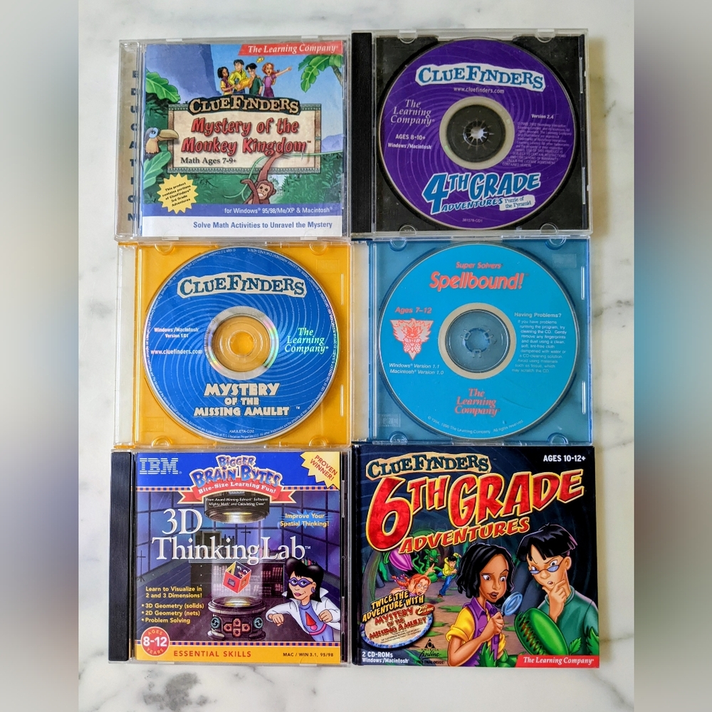 Set Of 6 Educational CD-ROM For Kids.